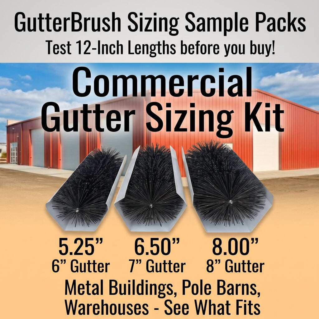 GutterBrush commercial sizing sample pack with 5.25, 6.5 and 8 inch brush samples