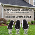 GutterBrush residential sizing sample pack with 3.25, 4.25 and 5.25 inch brush samples