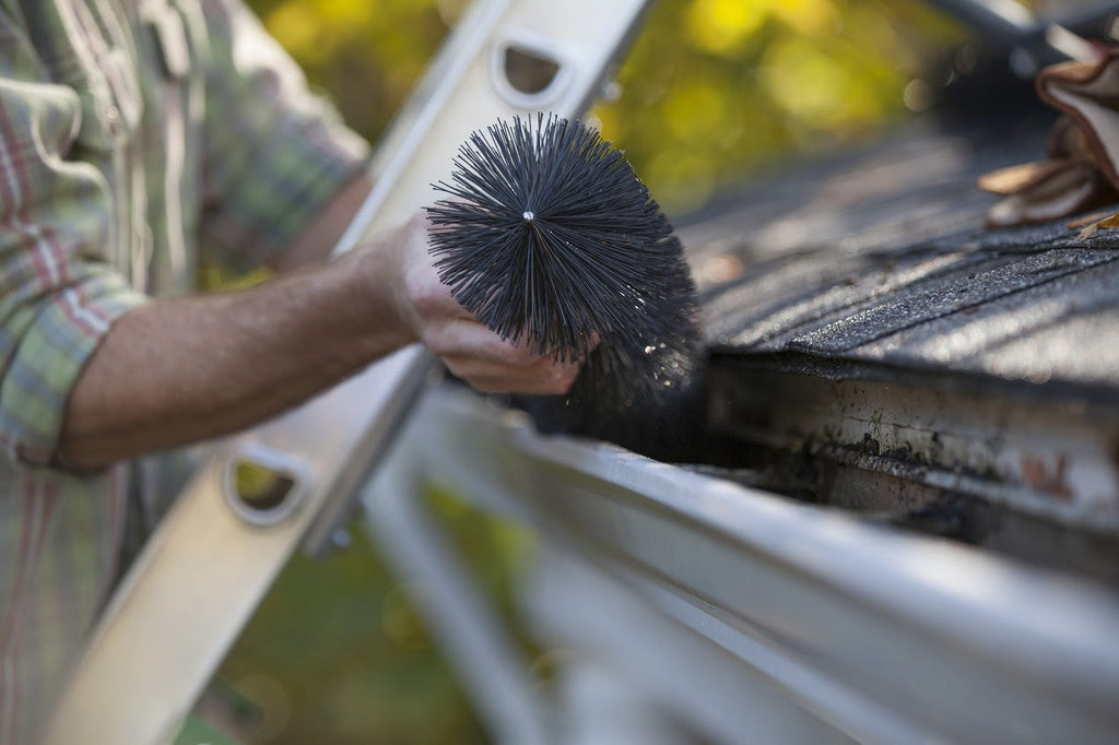 Installing 6 inch GutterBrush close up