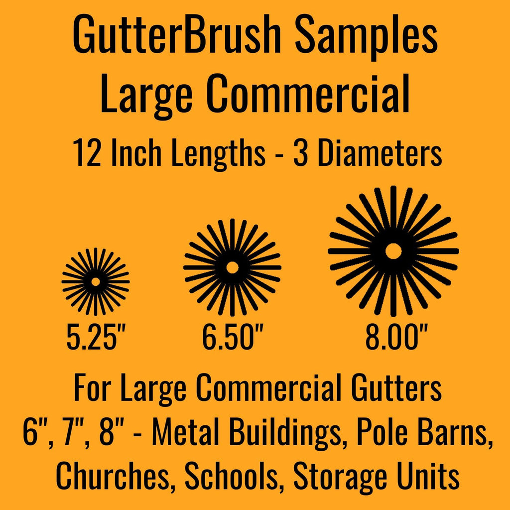 Three commercial GutterBrush samples for large gutters