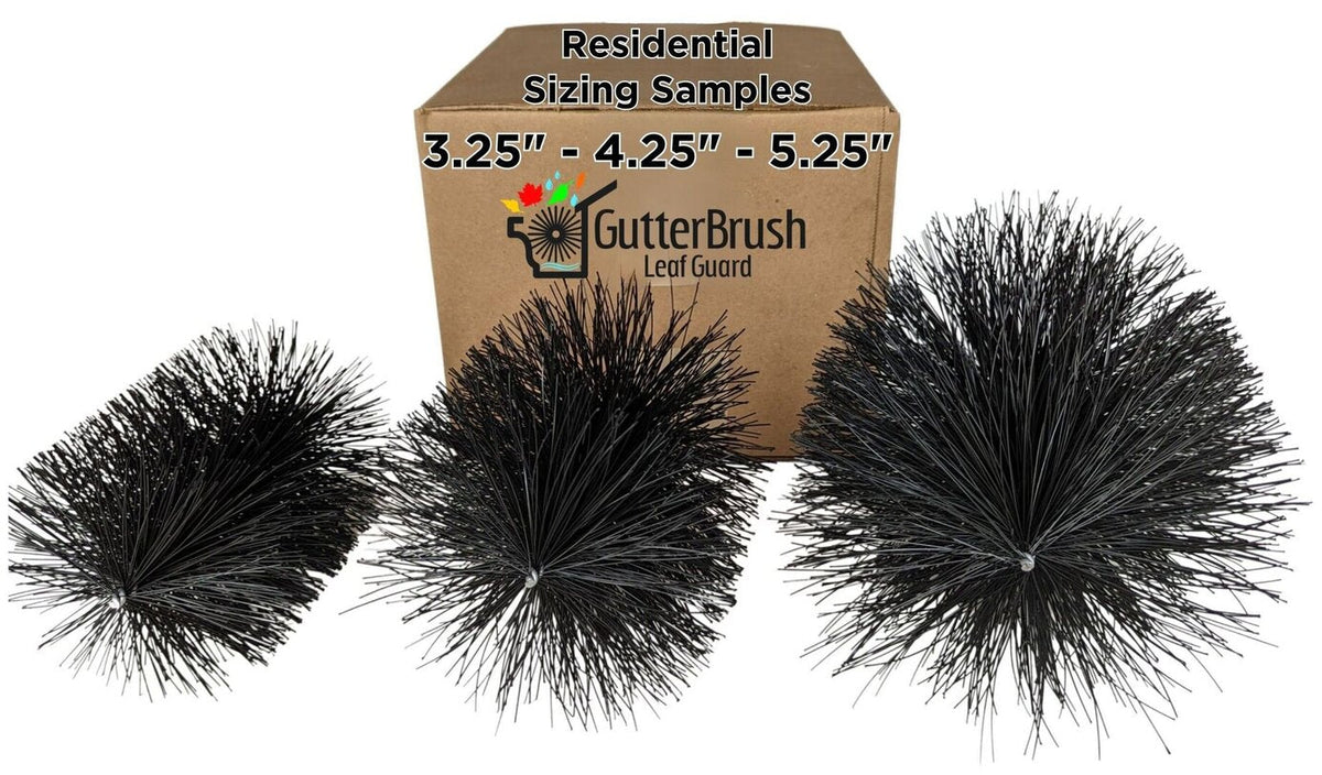 Three 12 inch GutterBrush residential samples side by side